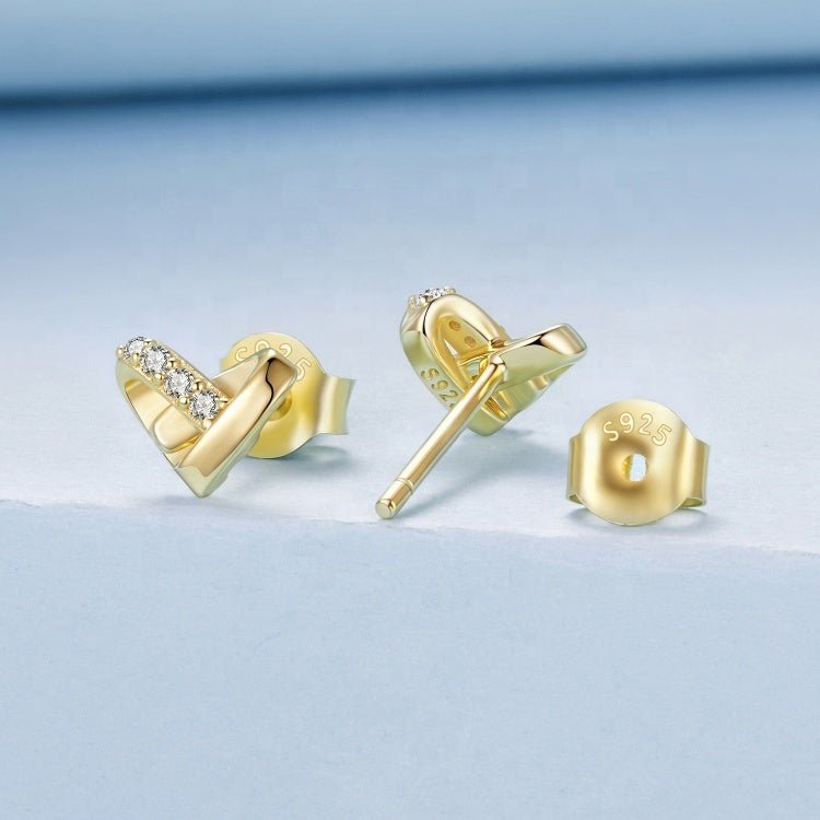 Pangama Jewelry Golden Embrace Heart Stud Earrings