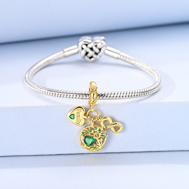 Pangama Jewelry Golden Family Tree of Life & Forever Dangle Charm