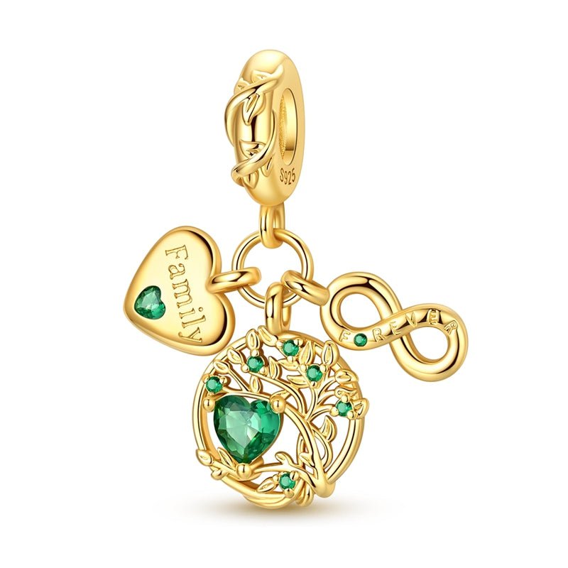 Pangama Jewelry Golden Family Tree of Life & Forever Dangle Charm