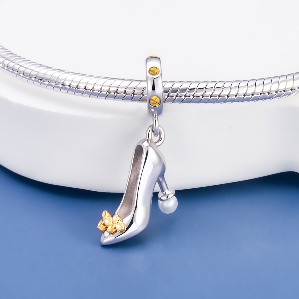 Pangama Jewelry Golden Flower High Heel Dangle Charm