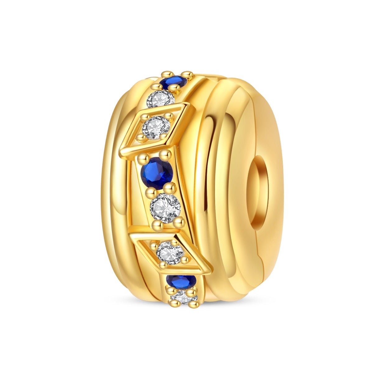 Pangama Jewelry Golden Geometric with Blue and Clear Stones Clip Charm