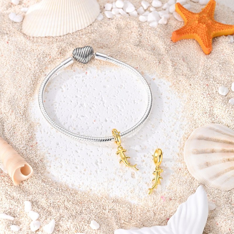 Pangama Jewelry Golden Hammerhead Shark Dangle Charm