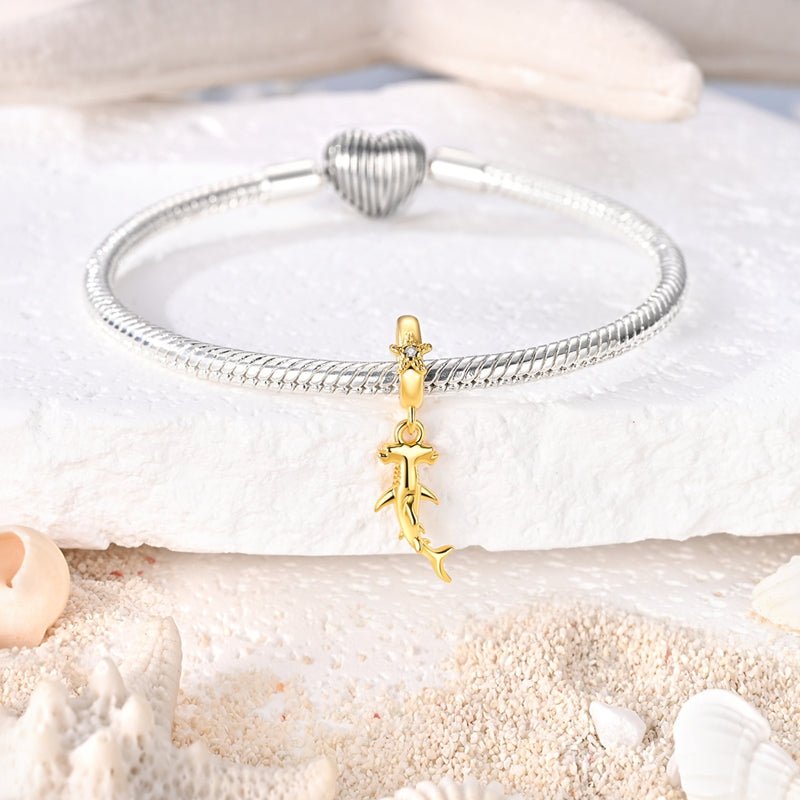 Pangama Jewelry Golden Hammerhead Shark Dangle Charm
