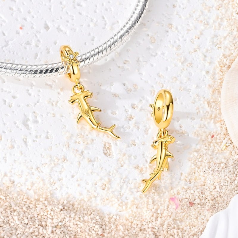 Pangama Jewelry Golden Hammerhead Shark Dangle Charm