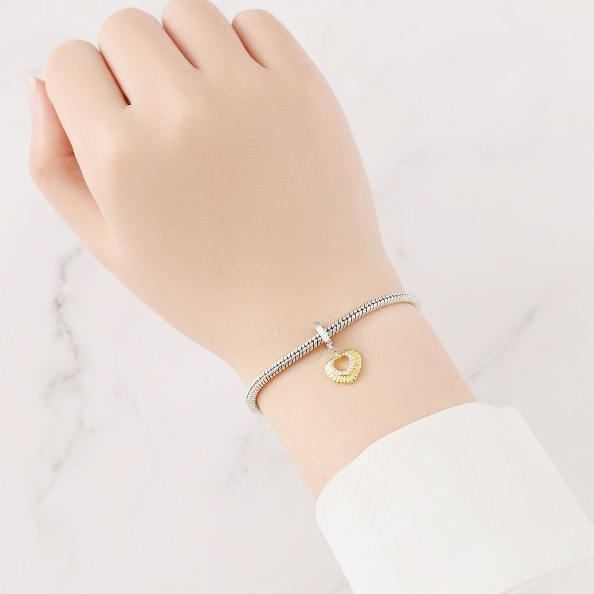 Pangama Jewelry Golden Heart Charm with Sparkling Crystal Accents