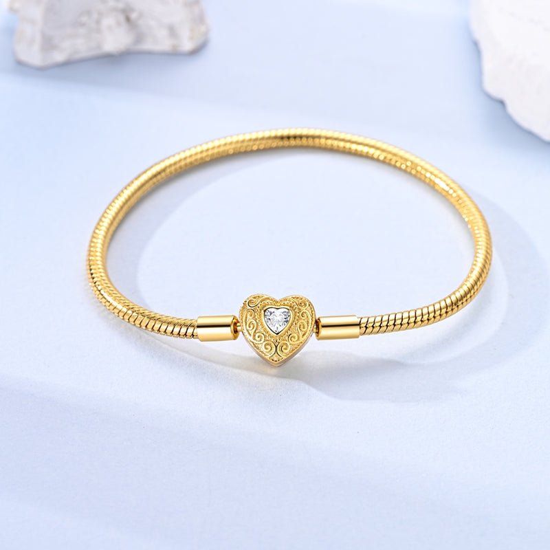 Pangama Jewelry Golden Heart Clasp Snake Chain Bracelet