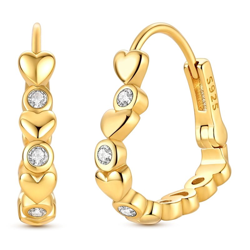 Pangama Jewelry Golden Heart Hoop Earrings