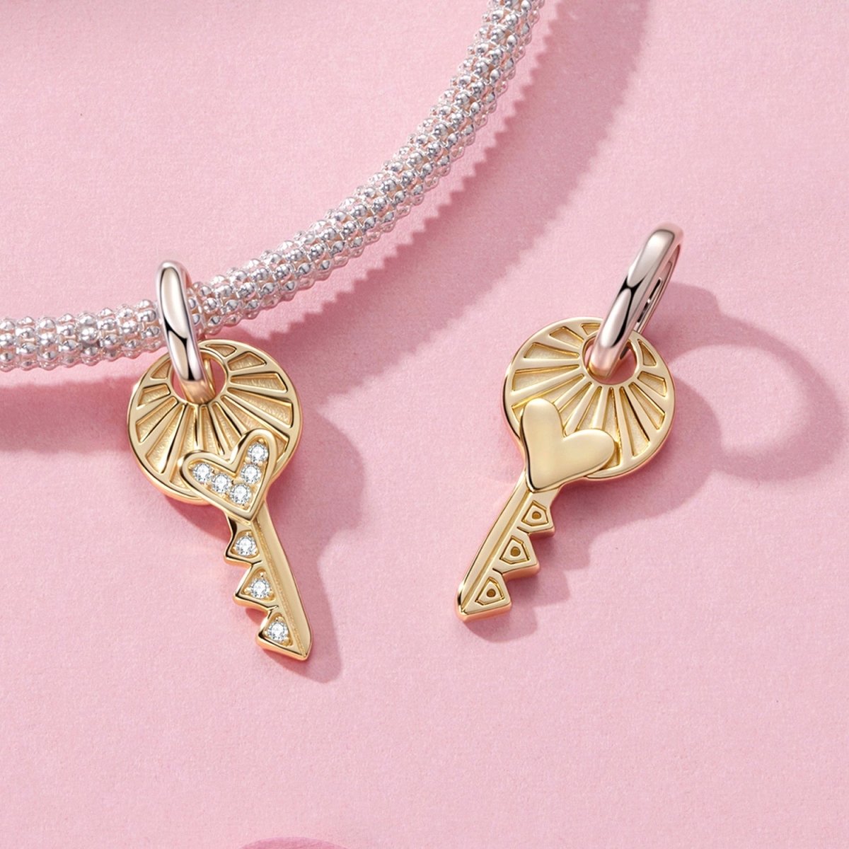 Pangama Jewelry Golden Heart Key Charm