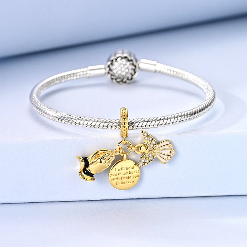 Pangama Jewelry Golden Hold You in My Heart Dangle Charm