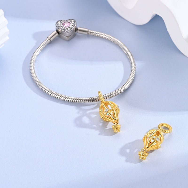 Pangama Jewelry Golden Hot Air Balloon Dangle Charm