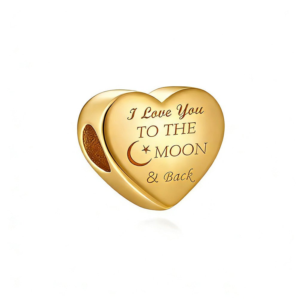 Pangama Jewelry Golden I Love You to the Moon & Back Heart Charm