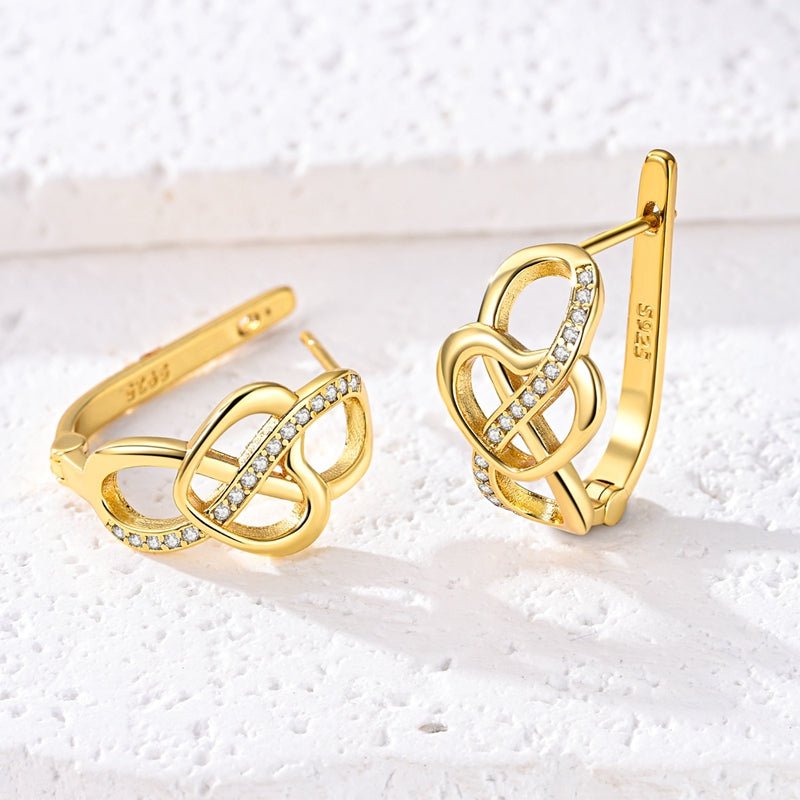 Pangama Jewelry Golden Infinity Heart Hoop Earrings