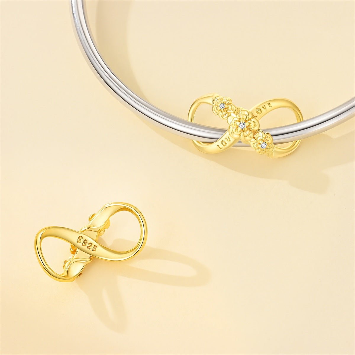 Pangama Jewelry Golden Infinity “Love” Floral Charm