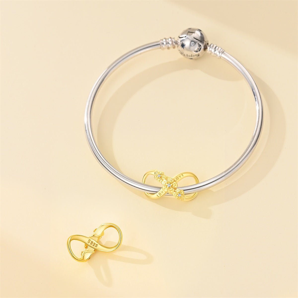 Pangama Jewelry Golden Infinity “Love” Floral Charm