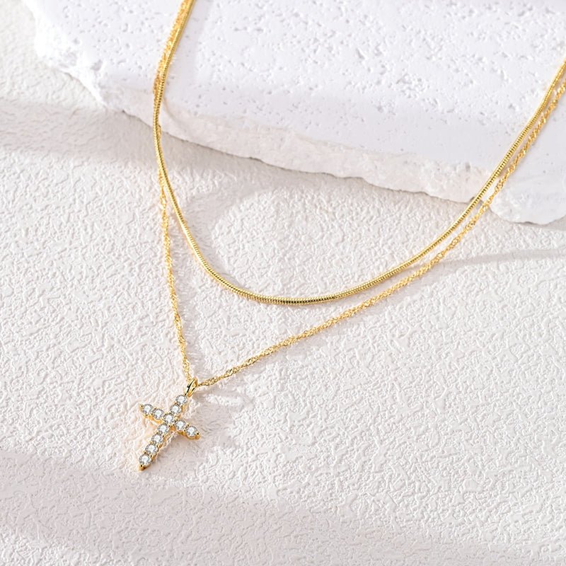 Pangama Jewelry Golden Layered Cross Necklace