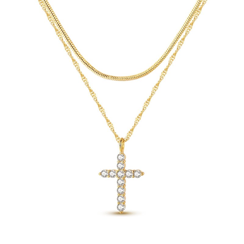 Pangama Jewelry Golden Layered Cross Necklace