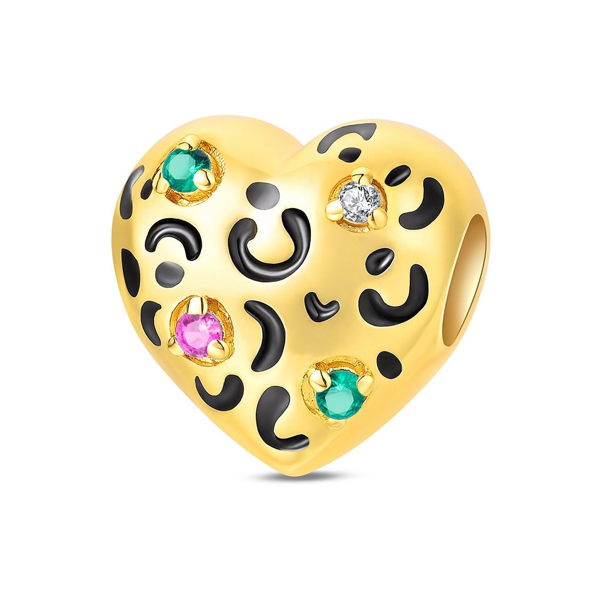 Pangama Jewelry Golden Leopard Print Heart Charm