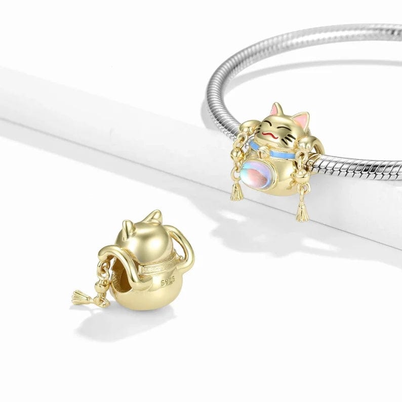 Pangama Jewelry Golden Lucky Cat Charm