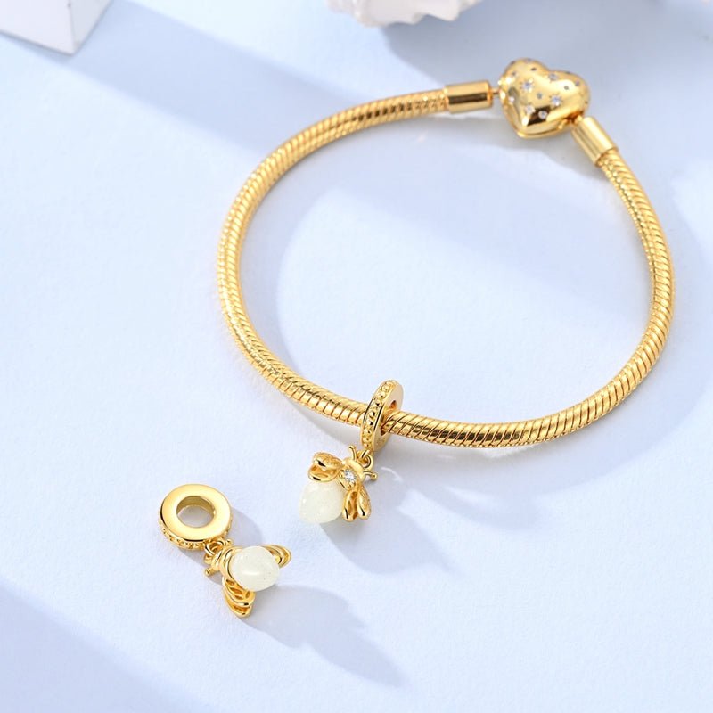 Pangama Jewelry Golden Luminous Bee Dangle Charm