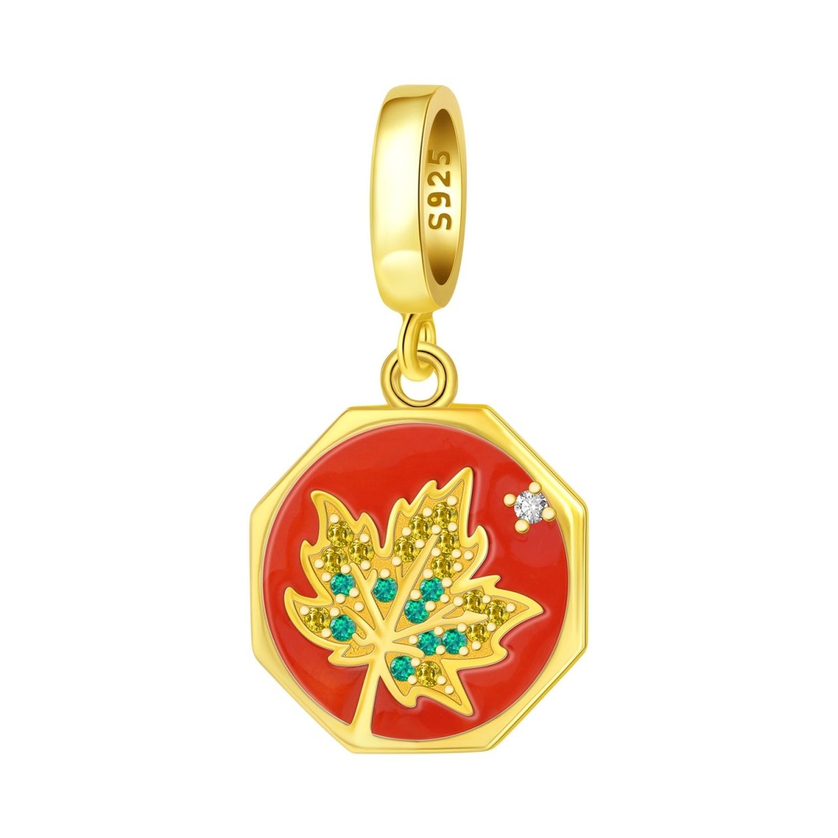 Pangama Jewelry Golden Maple Leaf Autumn Dangle Charm