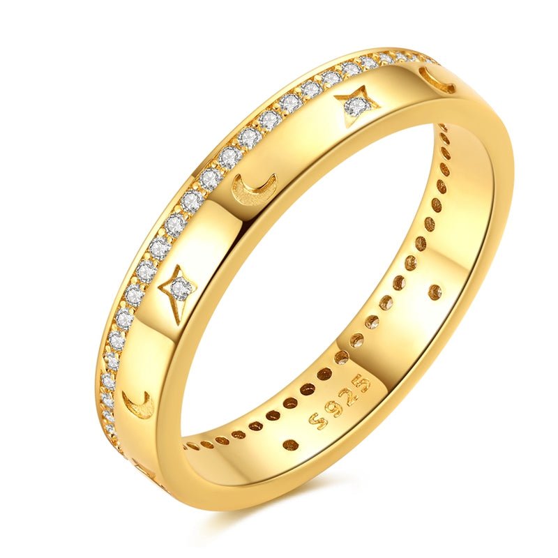 Pangama Jewelry Golden Moon & Star Sparkle Band Ring