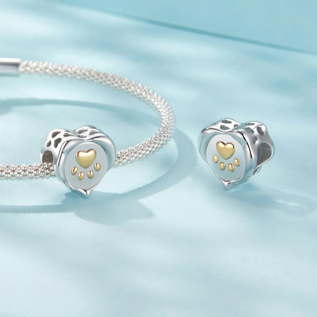 Pangama Jewelry Golden Paw Print Heart Charm