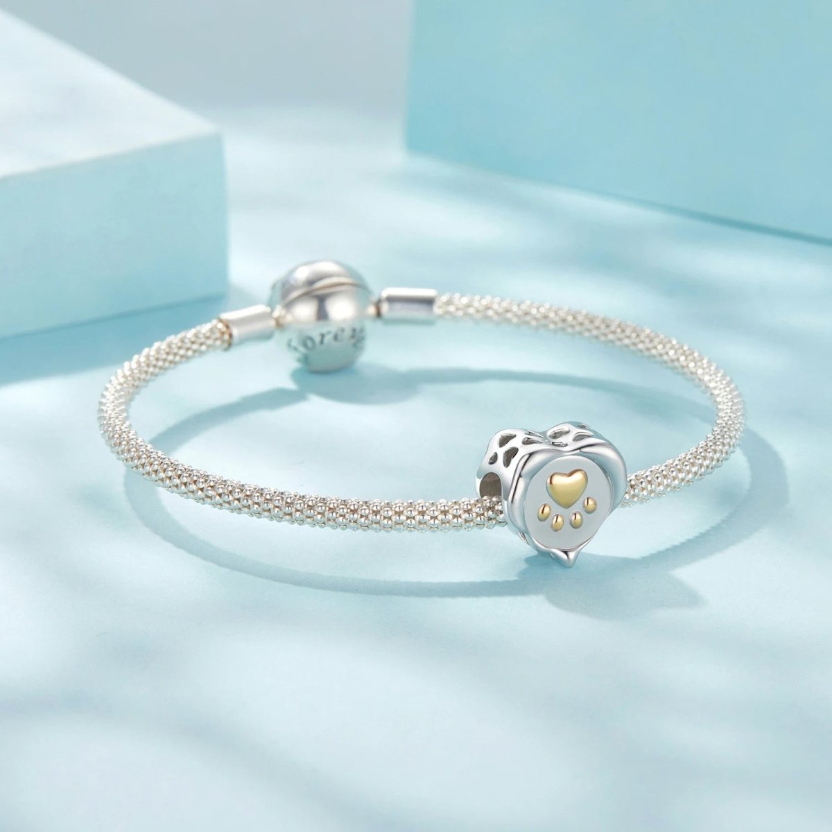 Pangama Jewelry Golden Paw Print Heart Charm