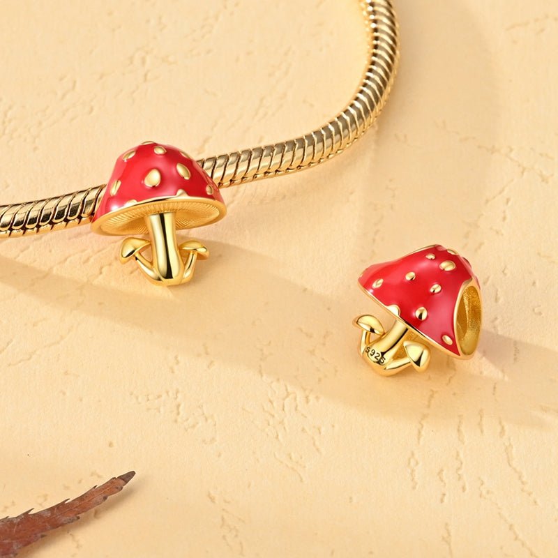 Pangama Jewelry Golden Red Mushroom Charm