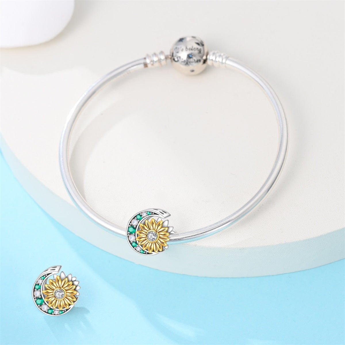 Pangama Jewelry Golden Sunflower & Crescent Moon Charm