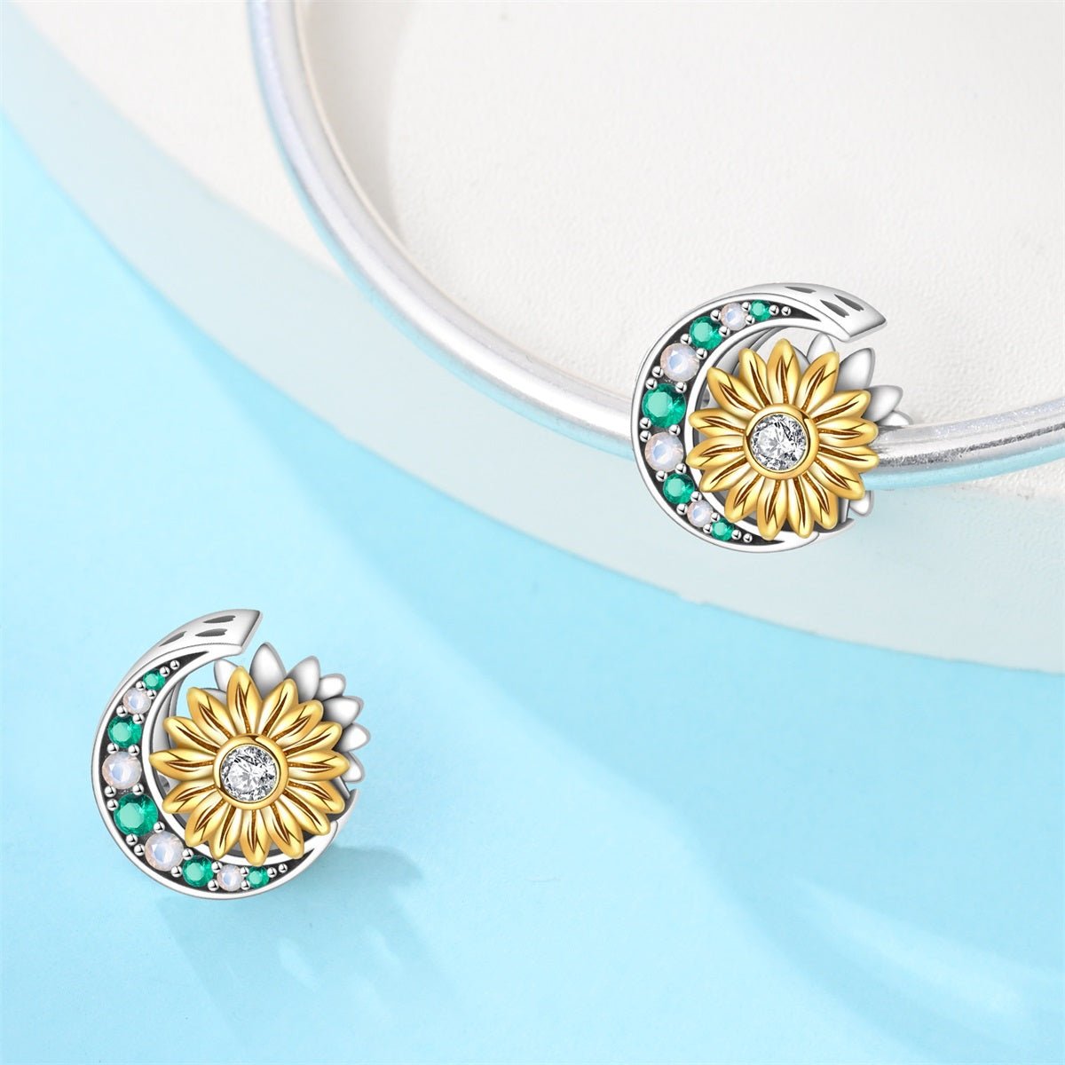 Pangama Jewelry Golden Sunflower & Crescent Moon Charm