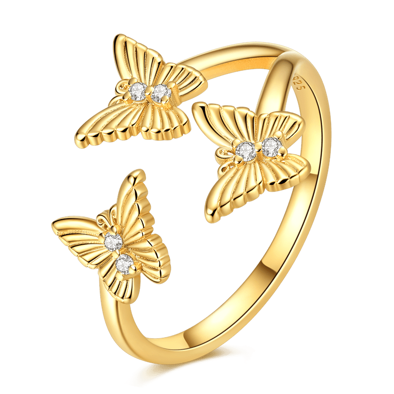 Pangama Jewelry Golden Triple Butterfly Adjustable Ring