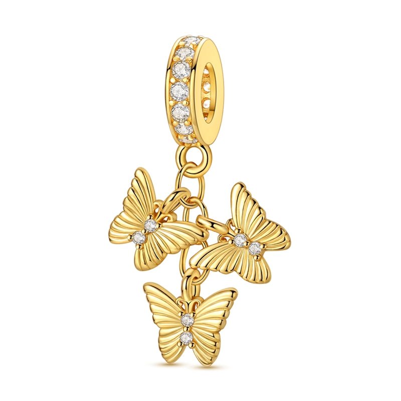 Pangama Jewelry Golden Triple Butterfly Dangle Charm
