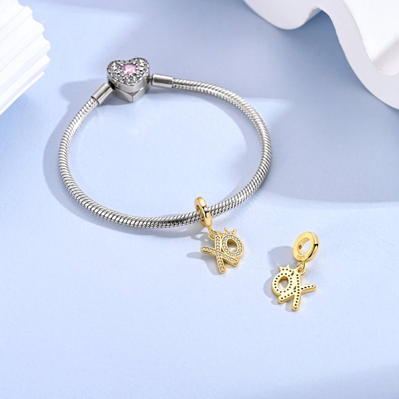 Pangama Jewelry Golden XO Crown Dangle Charm