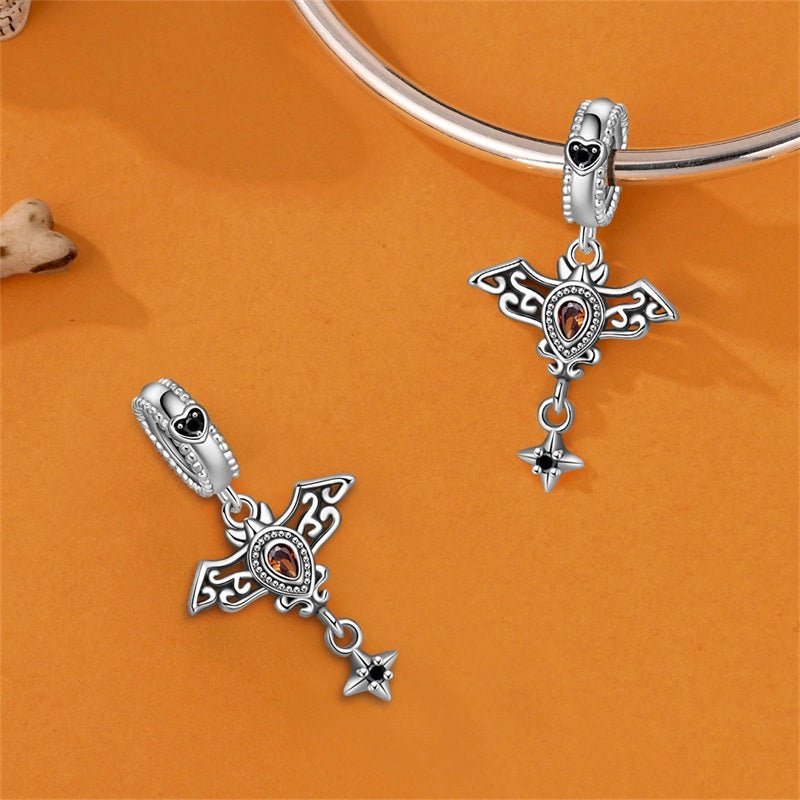 Pangama Jewelry Gothic Bat with Star Dangle Charm