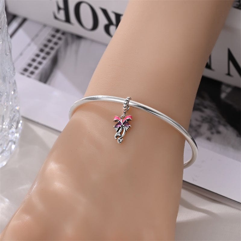 Pangama Jewelry Graceful Ribbon Butterfly Dangle Charm