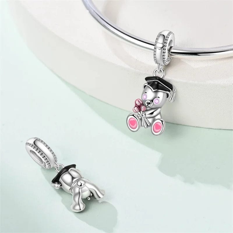 Pangama Jewelry Graduation Celebration Teddy Bear Dangle Charm