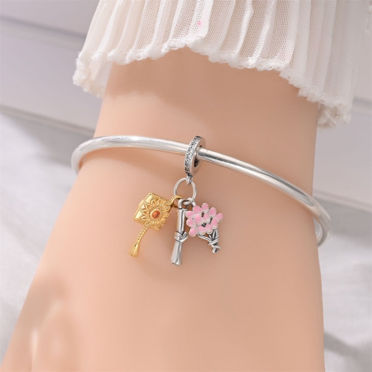 Pangama Jewelry Graduation Diploma, Bouquet & Cap Tassel Dangle Charm