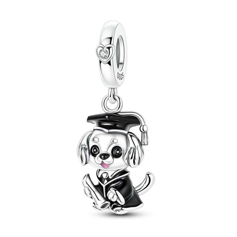 Pangama Jewelry Graduation Dog with Diploma Dangle Charm