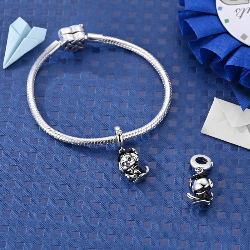 Pangama Jewelry Graduation Dog with Diploma Dangle Charm