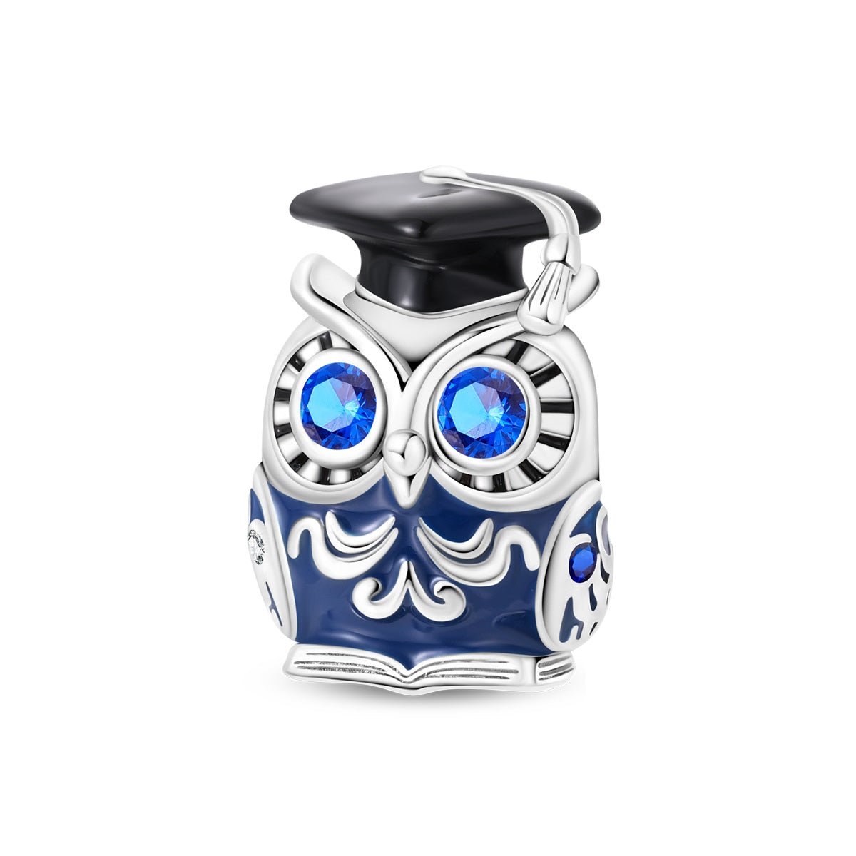 Pangama Jewelry Graduation Owl with Blue Crystal Eyes Charm