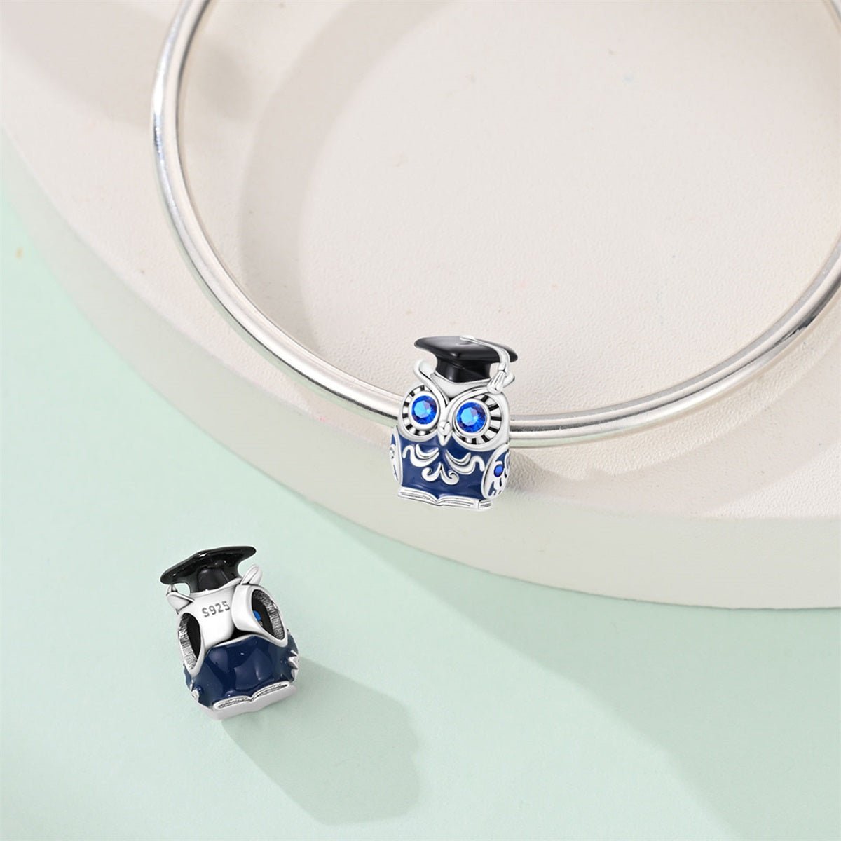 Pangama Jewelry Graduation Owl with Blue Crystal Eyes Charm