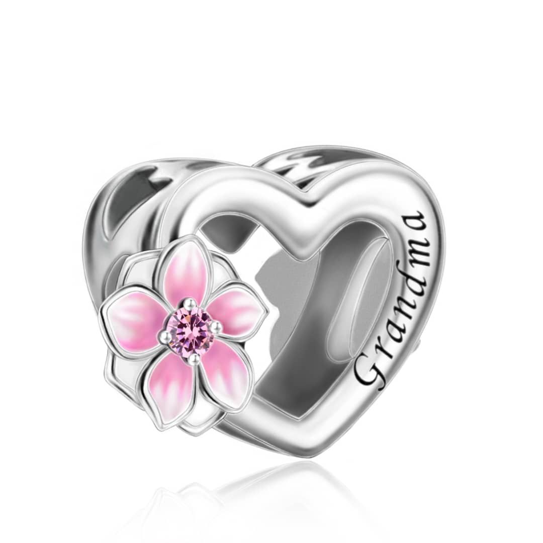 Pangama Jewelry Grandma Heart Cherry Blossom Charm