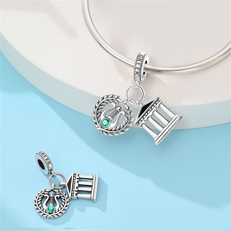 Pangama Jewelry Greece Temple & Laurel Wreath Dangle Charm