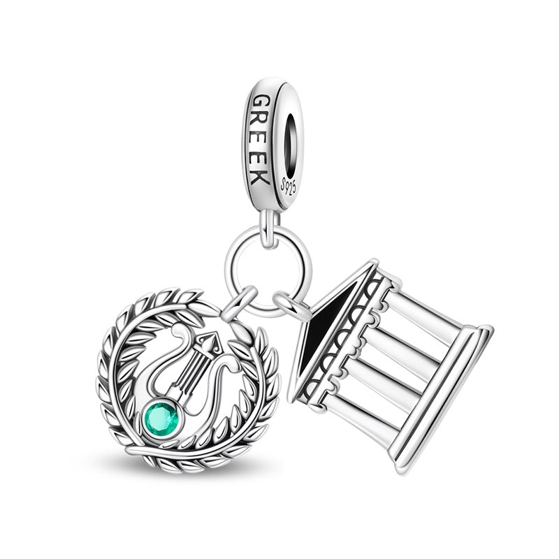 Pangama Jewelry Greece Temple & Laurel Wreath Dangle Charm