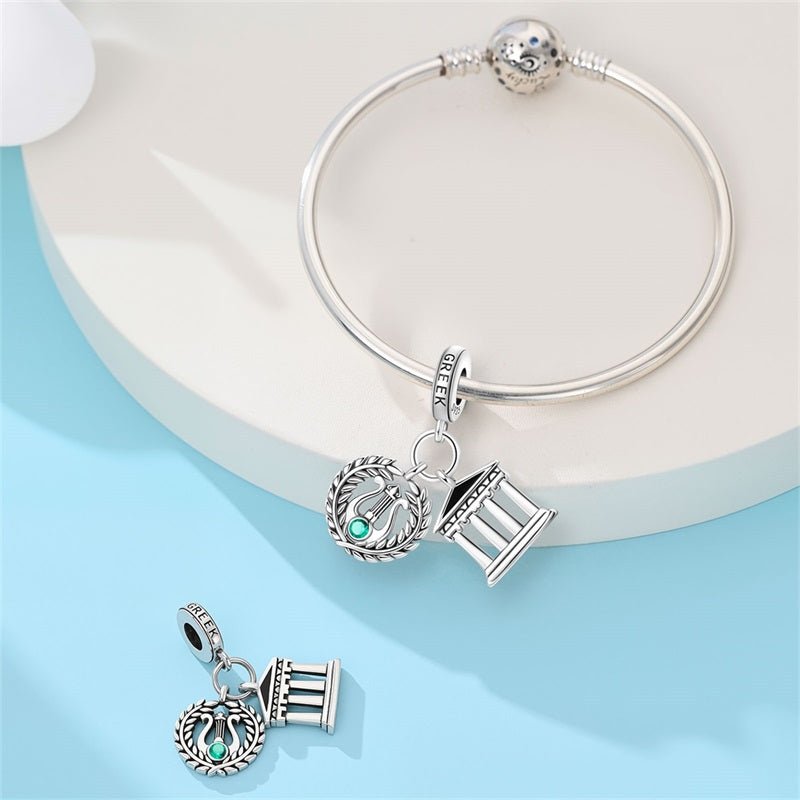 Pangama Jewelry Greece Temple & Laurel Wreath Dangle Charm