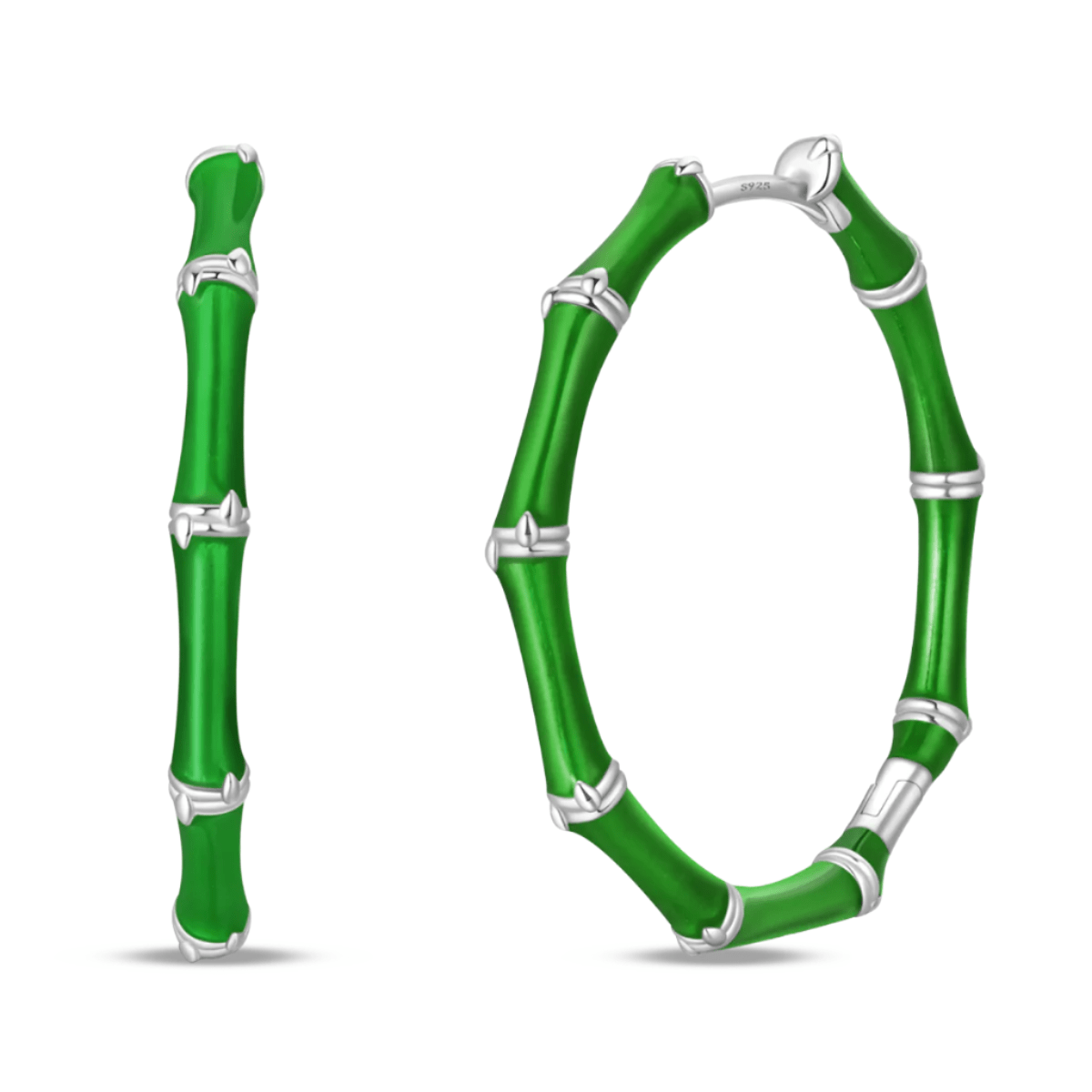 Pangama Jewelry Green Bamboo Hoop Earrings