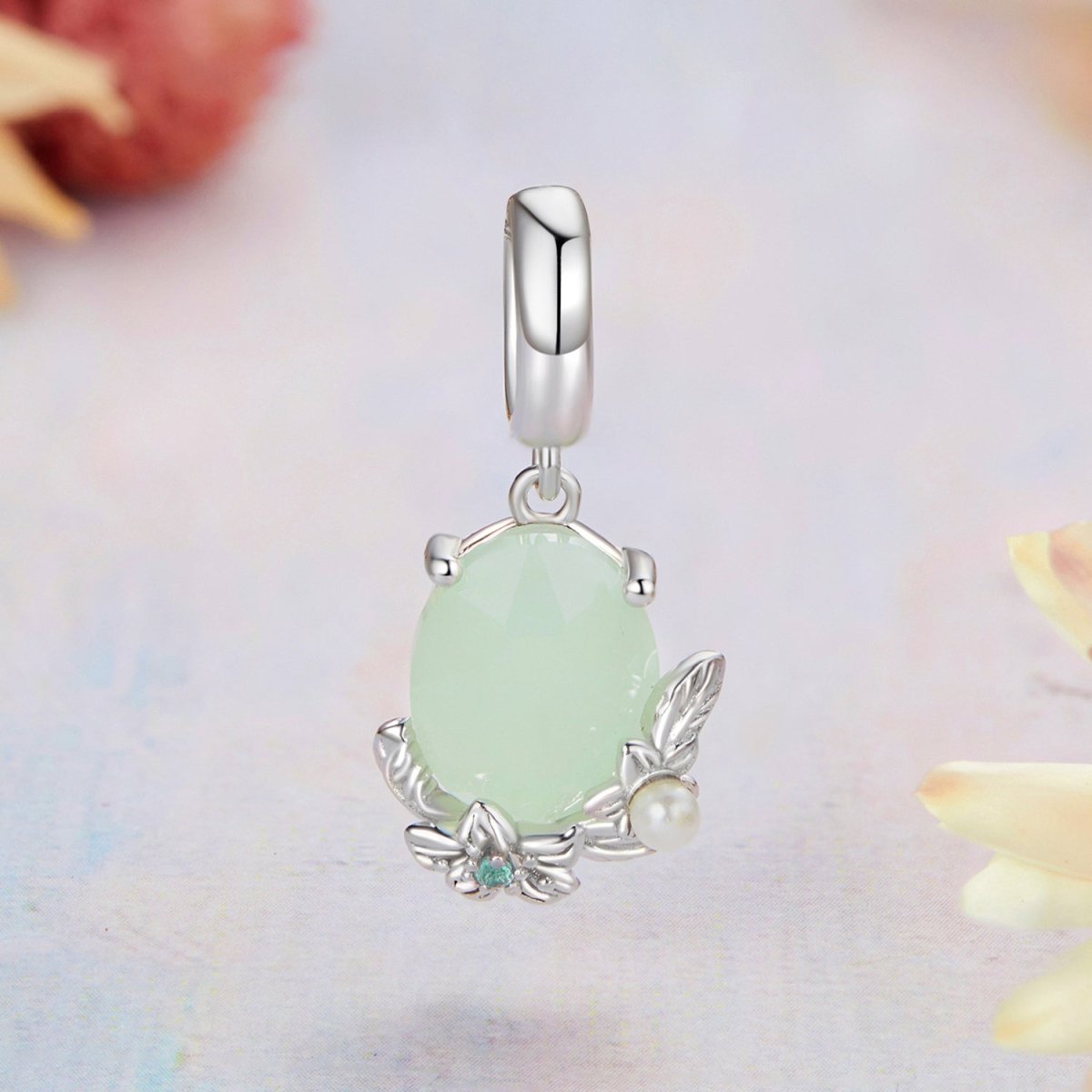 Pangama Jewelry Green Gem & Floral Dangle Charm