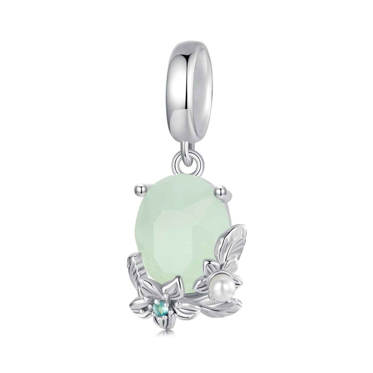 Pangama Jewelry Green Gem & Floral Dangle Charm