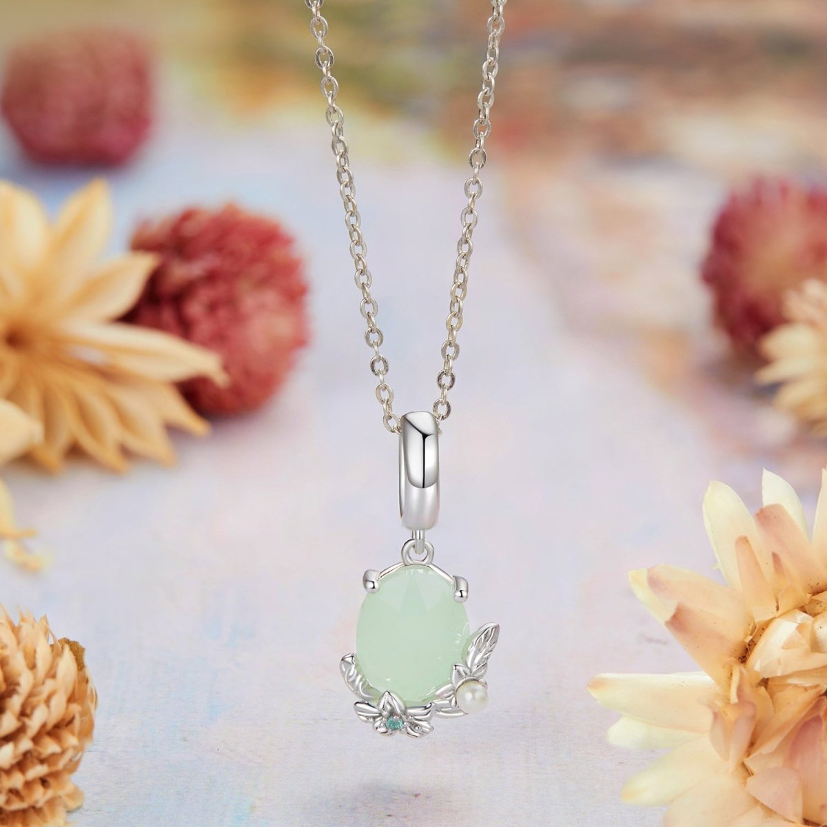 Pangama Jewelry Green Gem & Floral Dangle Charm