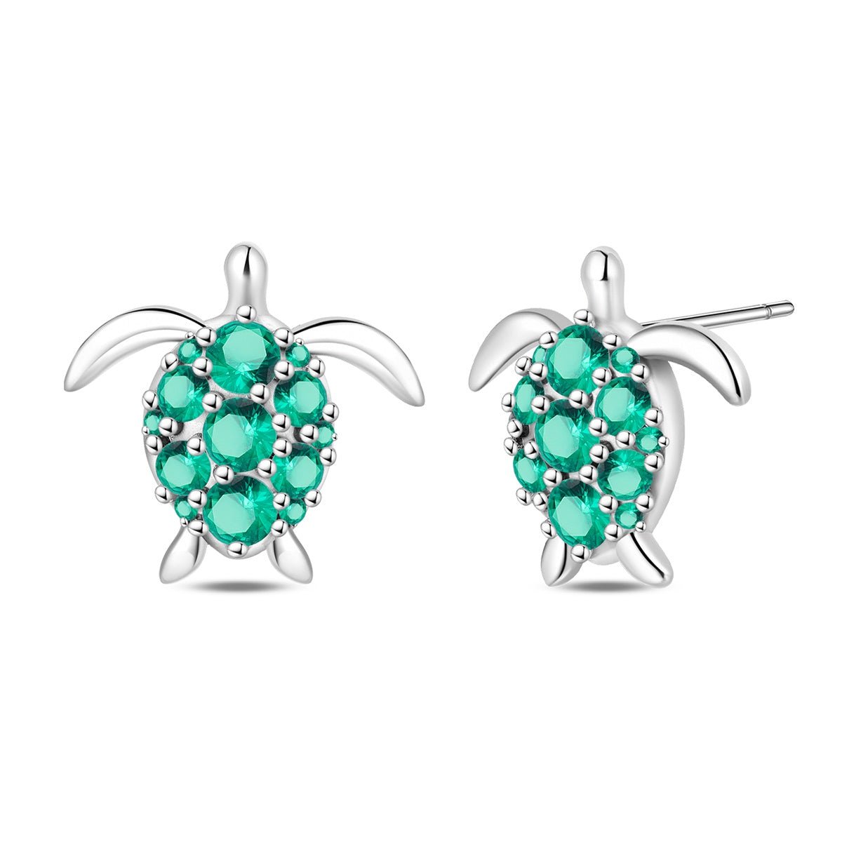 Pangama Jewelry Green Gem Sea Turtle Stud Earrings